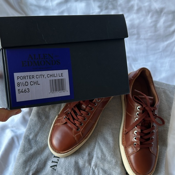 Allen Edmonds Brown Porter City Derby Lace-up Sneaker Size 8.5 Genuine Leather - Picture 4 of 17